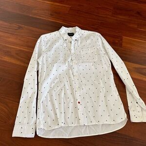 Scotch & Soda Shirt Mens White & Blue Button Down Sz large